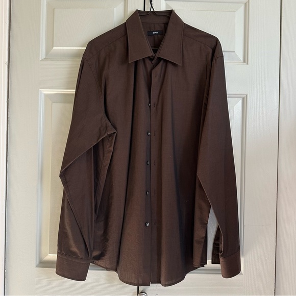 BOSS Hugo Boss Men's Brown Dress Shirt - Picture 2 of 11